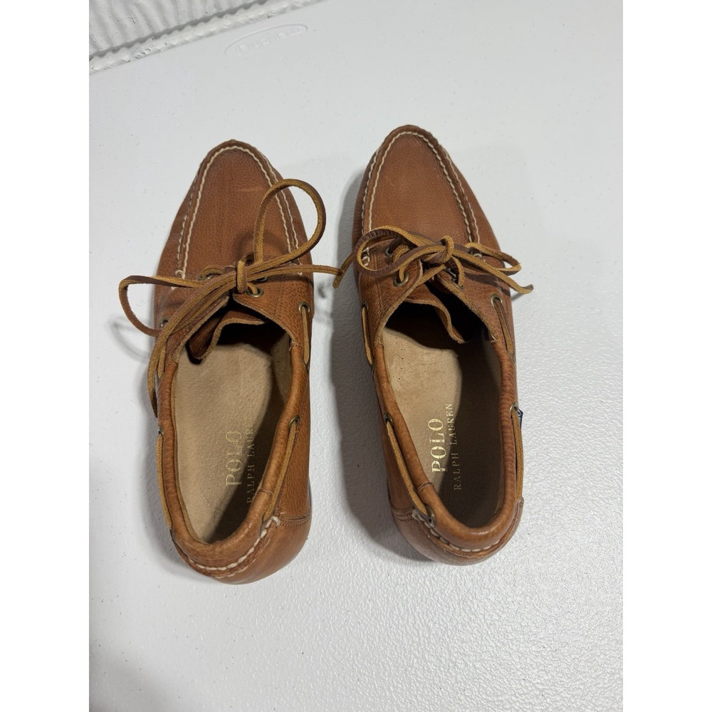 POLO RALPH LAUREN Men's Bienne Leather Boat Shoes Tan US 9 - Picture 6 of 13